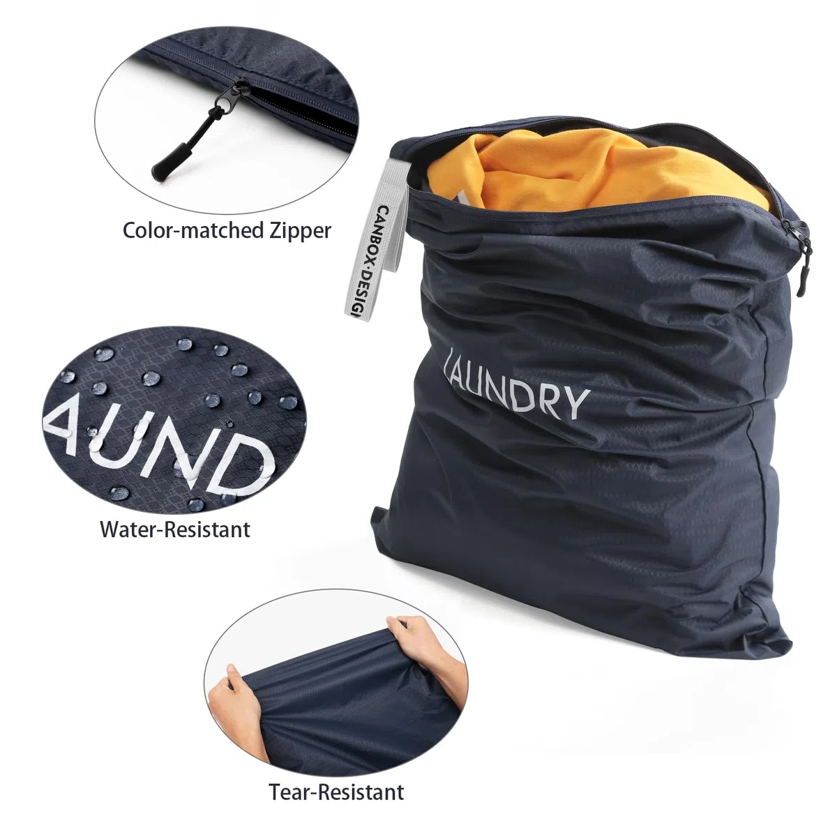 Wäschesack Reise 60 x 90cm, Nylon wasserdichte Wäschebeutel mit Reißverschluss, 120L Große Kapazität Stoffbeutel Faltbare Schmutzwäschebeutel Tasche für Startseite Reisen Urlaub