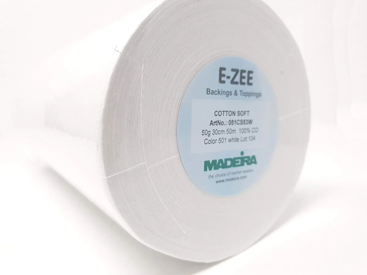 Madeira e zee cotton soft tear away maschinenstickvlies rückseite weiß 54,68 yards x 11,81 " 50 mx 30 cm