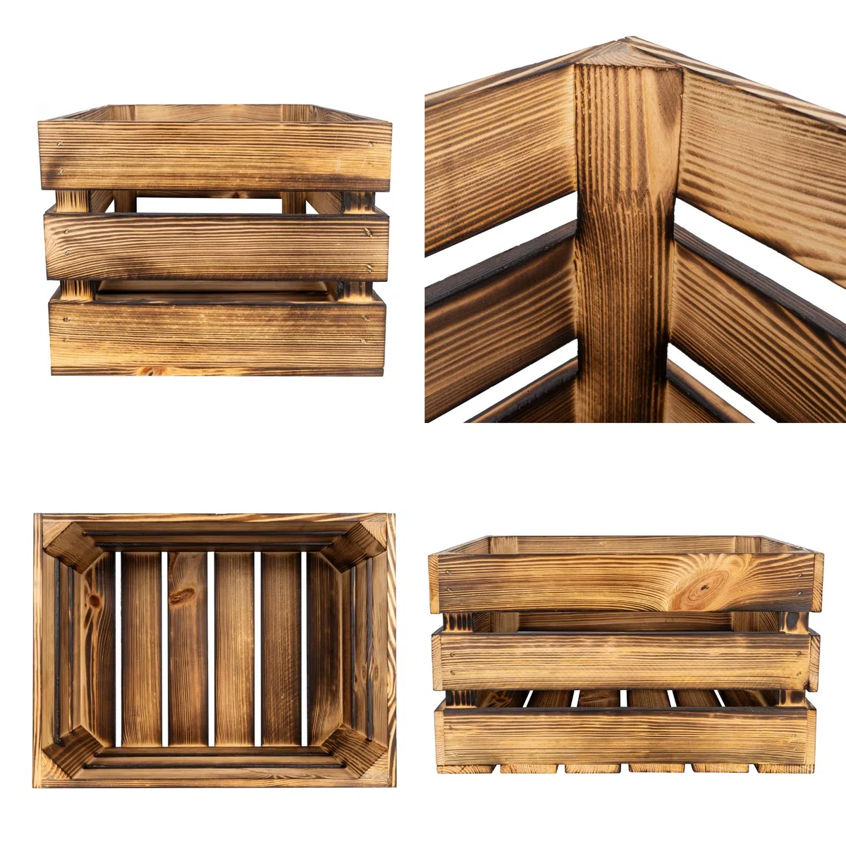 Creative Deco Holzkiste Vintage | 40 x 30 x 23 cm | Kiste Holz Geflammt | Obstkiste Deko Weinkisten Apfelkiste | Perfekt als Holzbox Geschenkbox Spielzeugkiste Aufbewahrungskiste Osterdeko