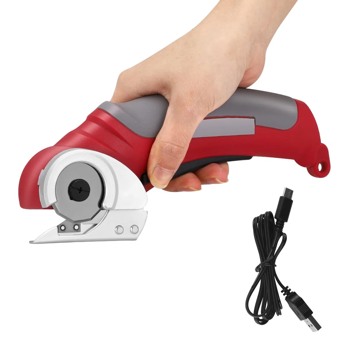 Kartonschneider Schnurlose Elektrische Schere, Kabellose Elektrische Schneidemaschine Elektrischer Kistenschneider für Papier, Pappe, Teppich, Leder, Filz, Geschenke für Männer und Frauen(Rot)