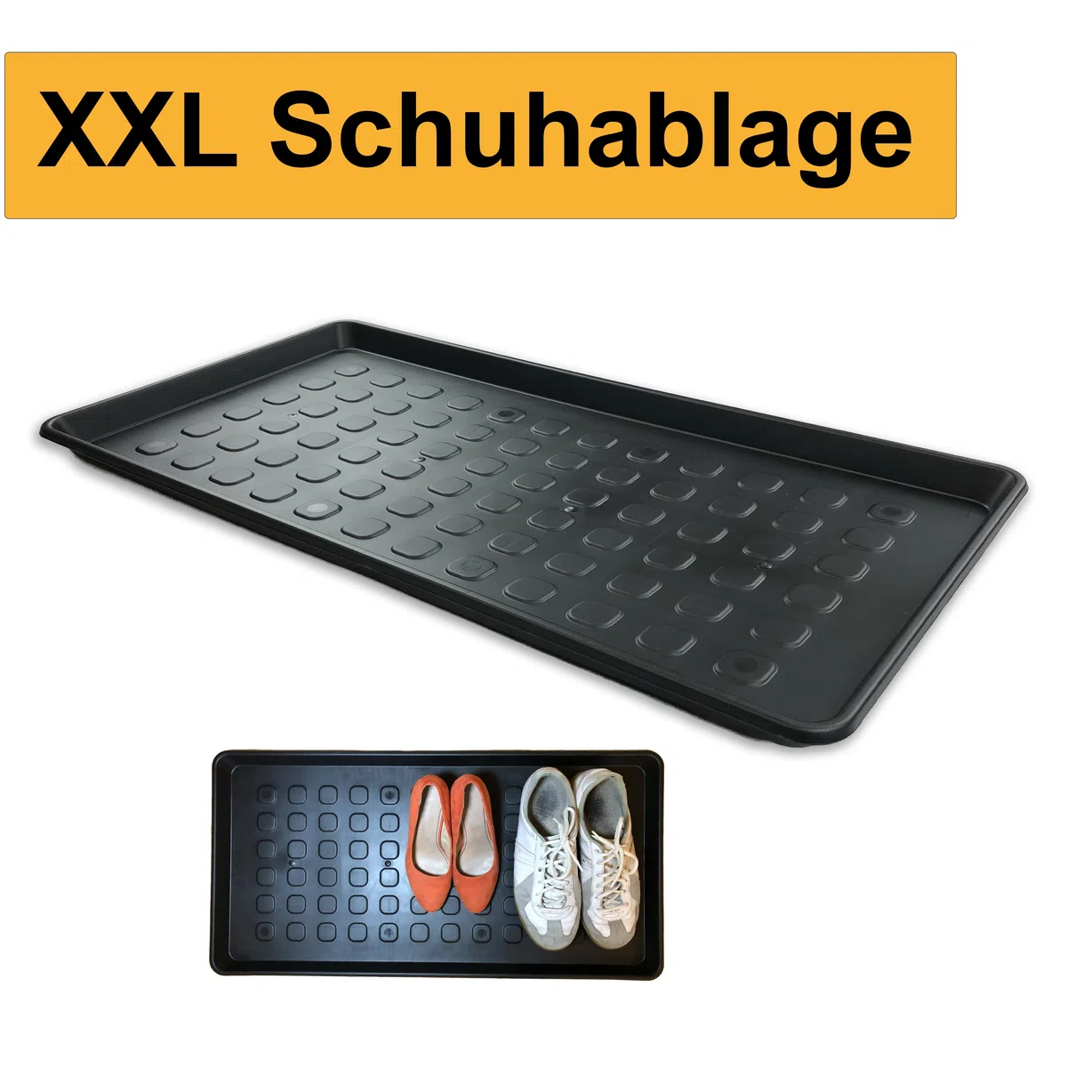 2 STK. | XXL Schuhabtropfschale 76x38x3 cm | Schuhmatte Ablage Schuhablage mit erhöhtem Rand Set Abtropfschale große Schuhunterlage Napfunterlage