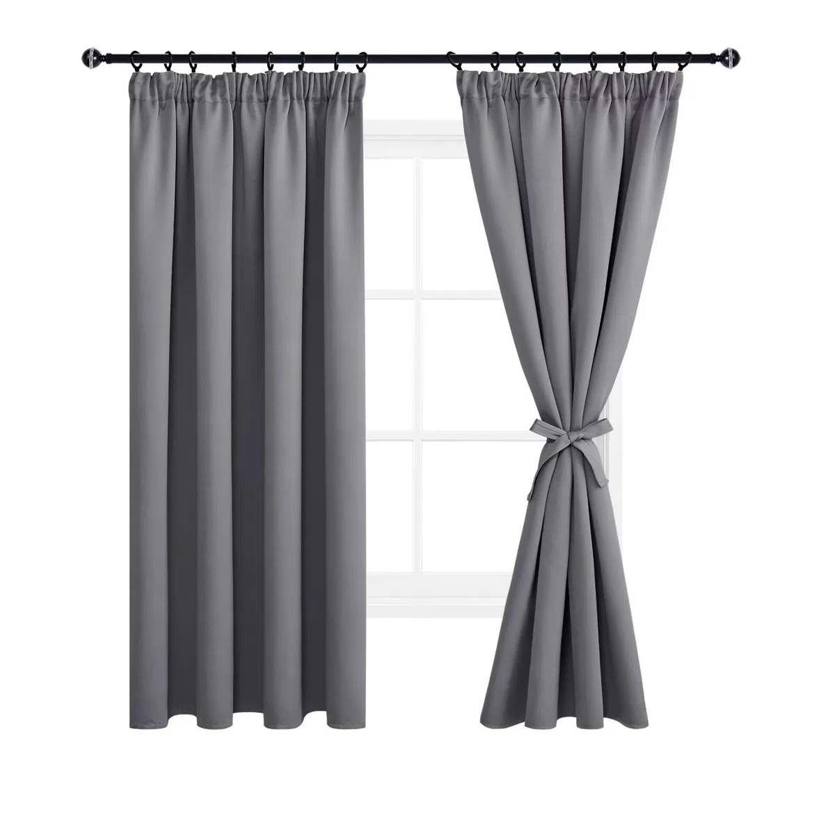 DWCN Gardinen Blickdicht Vorhänge mit Kräuselband 2er Set H175 x B140 cm, Verdunklungsvorhänge mit Vorhang-Krawatten, Vorhänge Wohnzimmer Schlafzimmer Thermogardine Kälteschutz Wämreisolierende, Grau