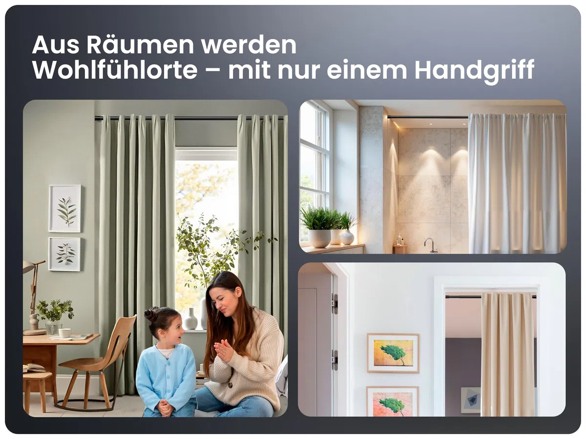 MEISENBERG Klemmstange für Gardinen - Matt Schwarz, Ø 25 mm - Gardinenstange ohne Bohren - Teleskopstange Vorhang - Duschstange zum Klemmen für Fenster, Dusche und Trennwand (70-120cm)