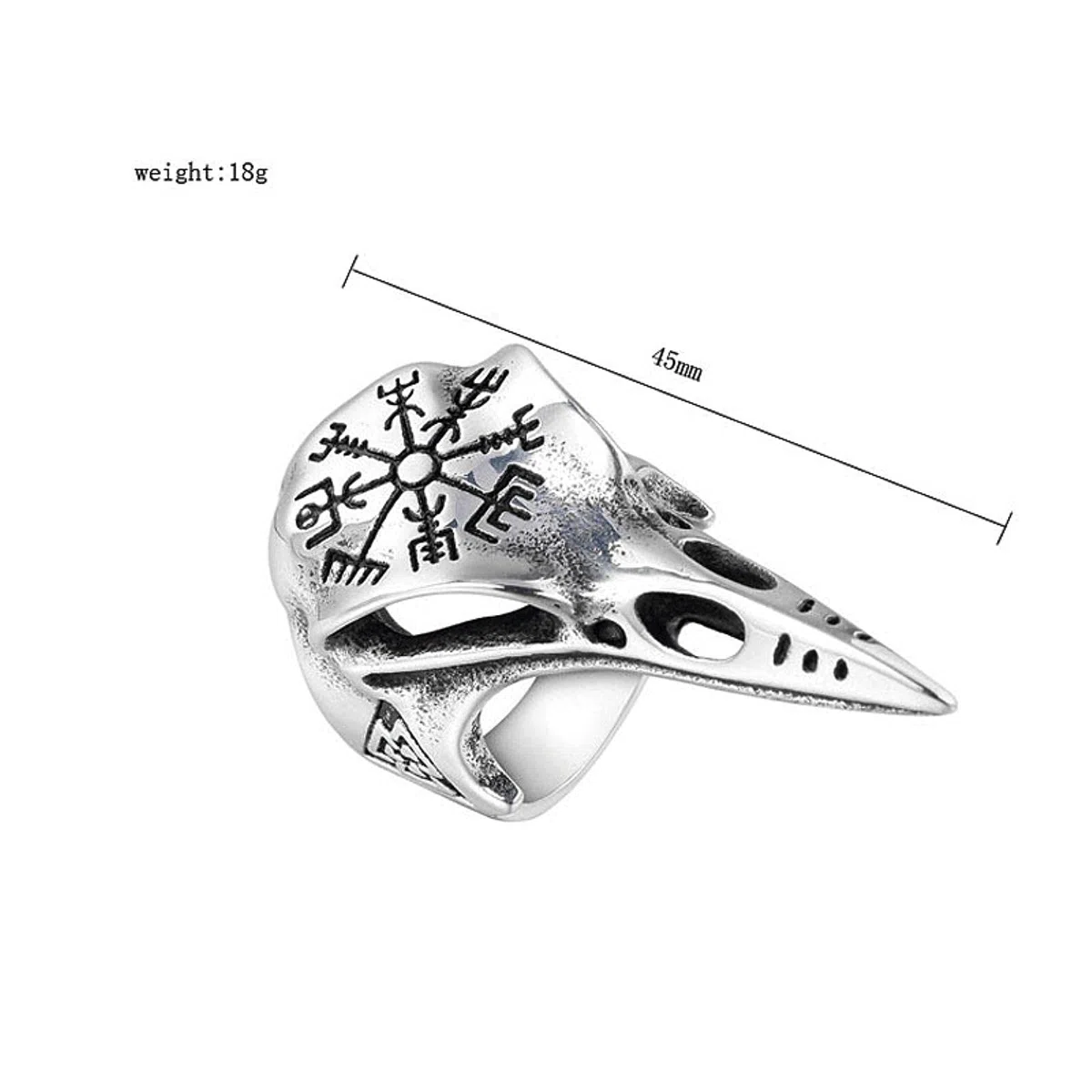 Odin Crow Skull Herrenring Gothic Edelstahl Kompass Ringe für Herren Wikinger Valknut Ring Amulett Muster Schmuck Geschenk