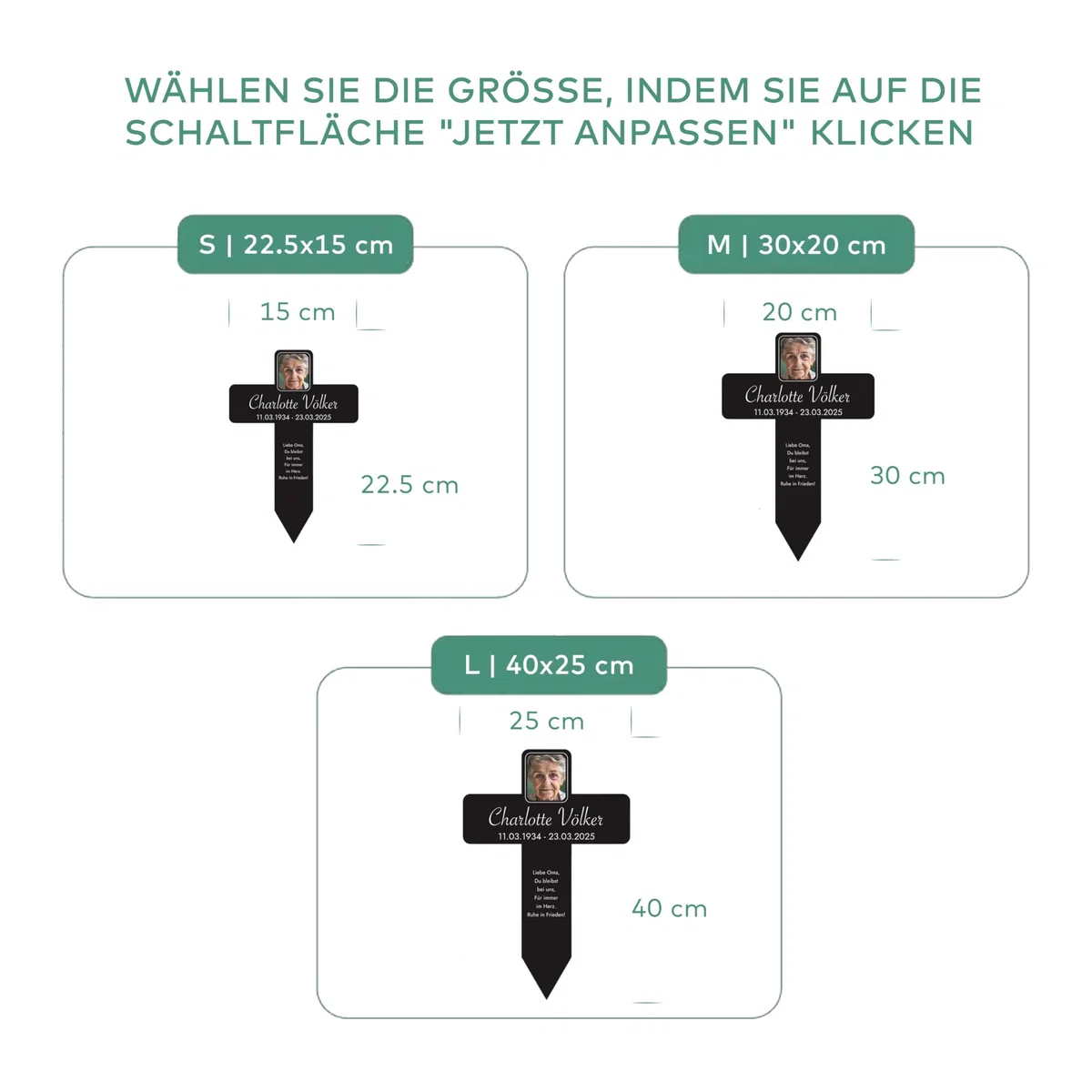 LAUBLUST Personalisiertes Acryl-Grabkreuz als Grabschmuck für Menschen mit Wunschtext | Grabstecker Kreuz mit Foto als Deko & Grabkreuz mit Name - Erinnerung Motiv, 3 Größen | Grabschmuck mit Gravur