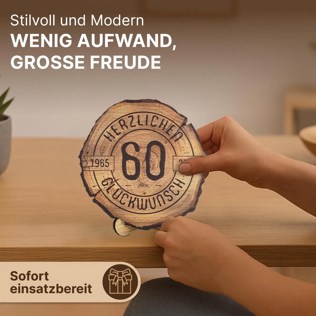 DARO Design – Baumscheibe mit Gravur für 66. Geburtstag – Geburtstags Geschenk aus Holz – Hochwertige Holz Geschenke mit Gravur ideal für Geburtstag – Dicke 6mm, Durchmesser 20cm – Made in Germany