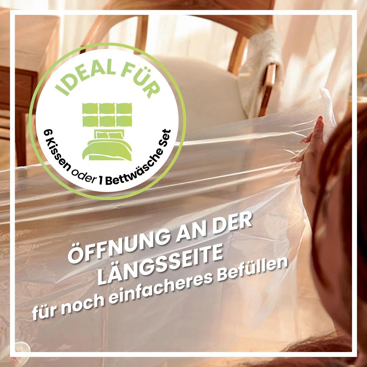 Vakuumbeutel – 6er Set extra groß für Bettdecken, Kopfkissen & Kleidung, platzsparende Aufbewahrung, luftdicht & wiederverwendbar