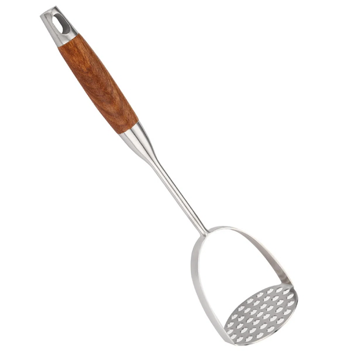 Kartoffelstampfer, Edelstahl, Holzgriff, robust, mit Loch zum Aufhängen, Reispresse für Bohnen, Gemüse, Fleisch, Kürbis