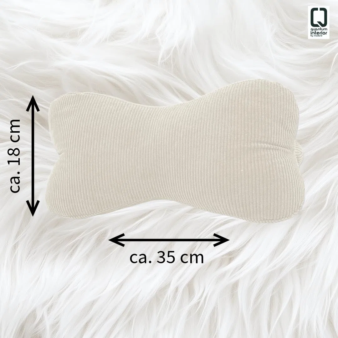 Leseknochen, Lesekissen, Nackenrolle Nackenkissen aus Cord,Stützkissen, Reisekissen mit Struktur,Formkissen,Buchauflage, Flexible Stütze für Bücher, E-Books oder Tablets-18x35cm (Offwhite Cord)