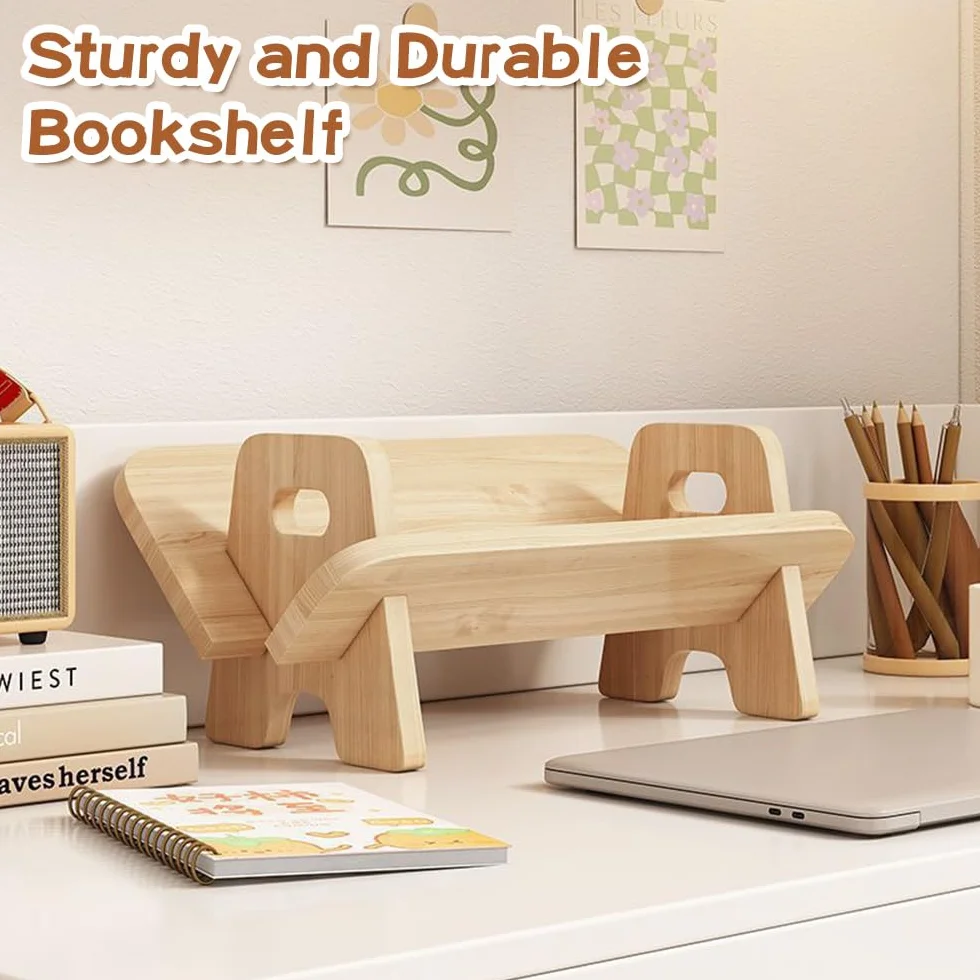 Bücherregal Klein für Tisch, Kinder Holz, Book Shelf mit Griff, Schreibtisch Regal für Bücher, Mini Organizer für Büro, Kinderzimmer, Wohnzimmer