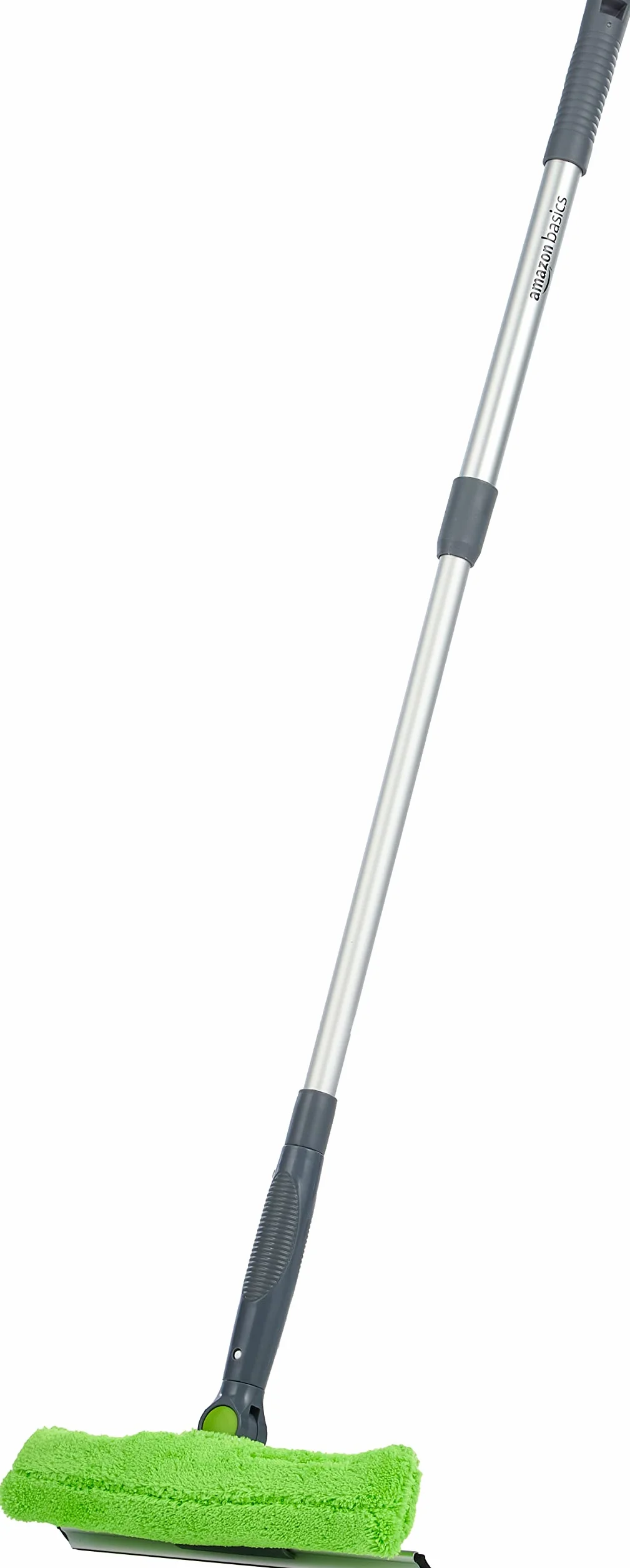 Amazon Basics Ausziehbarer Fensterabzieher mit 180 Grad drehbarem Kopf und Teleskopstange, 66–96,5 cm, perfekt zum Reinigen von Fenstern, Spiegeln, Grün, Silber, Schwarz Fliesen
