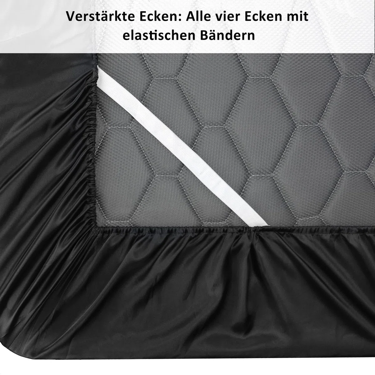 Lirex Satin Spannbettlaken 180x200cm, Seide Spannbetttuch Luxuriös und Seidig Glatt Weiche Microfaser Bettlaken für bis 35cm Matraze, Schwarz