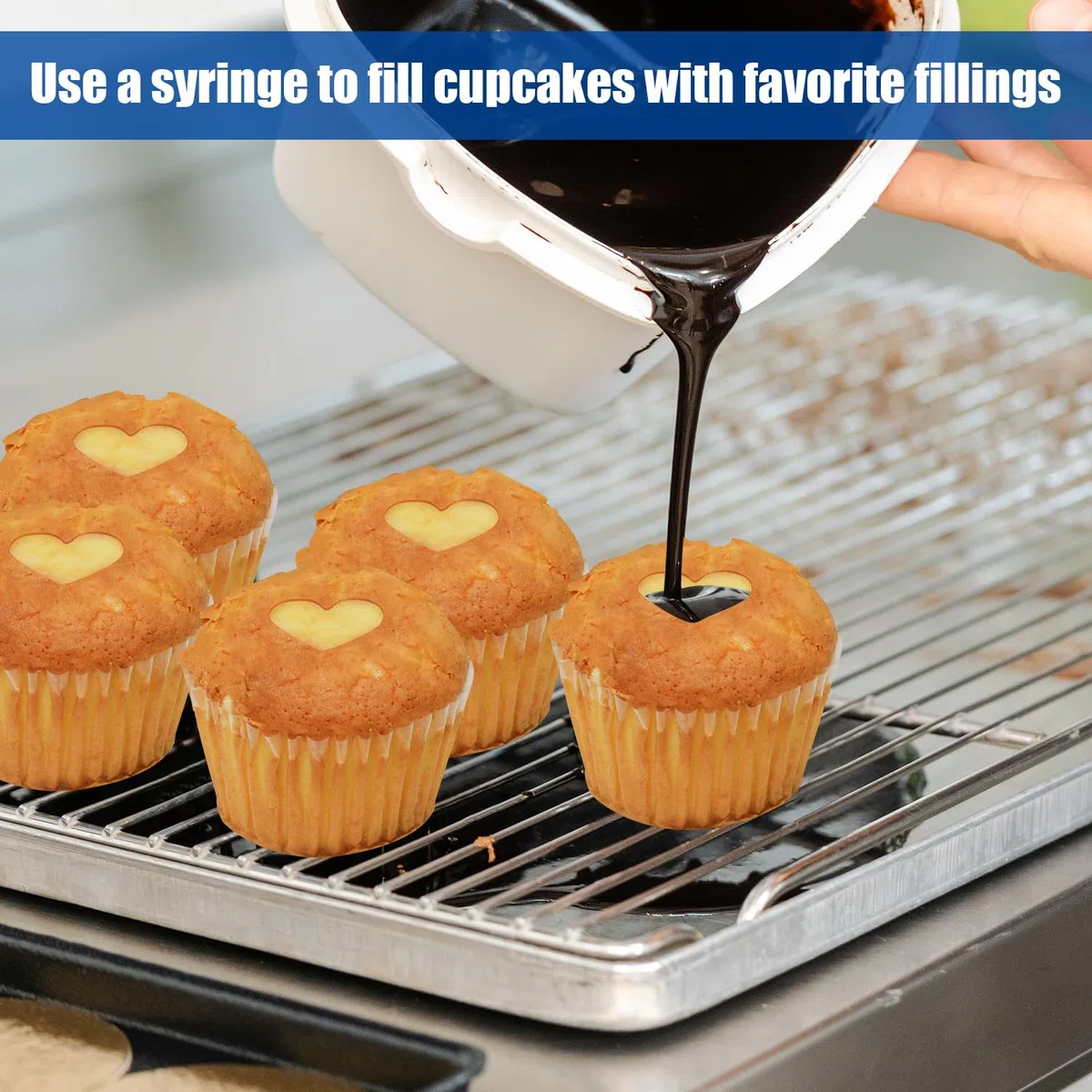 Cupcake-Ausstecher, Cupcake-Lochschneider Füllen wiederverwendbar Cupcake-Lochstanzer Cupcake-Loch-Werkzeug Cupcake-Loch-Werkzeug Gebäck-Ausstecher Backen Füllen Dekorieren (Herzform)