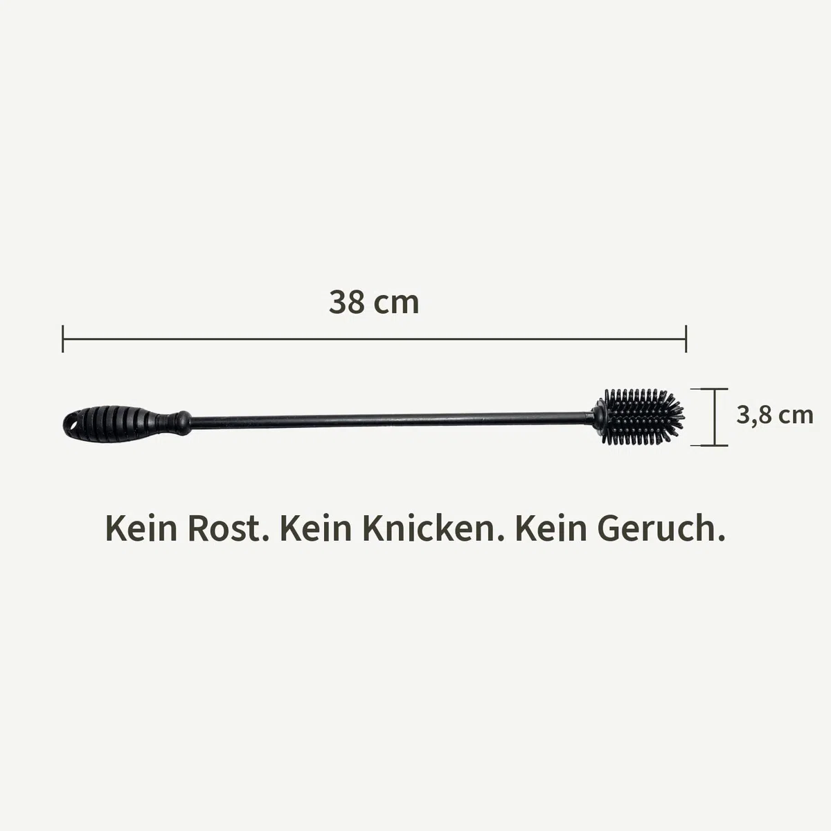 Flaschenbürste Extra Lang 38cm – KAVORA | Silikon, Edelstahlkern, kein Rost, kein Geruch, LFGB-Zertifiziert, Schwarz