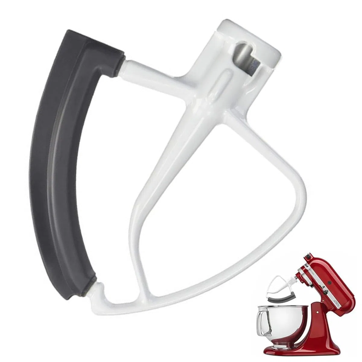 Flex Edge Schlägel für KitchenAid Mixer, Flexibler Flachrührer mit Silikonkanten, KitchenAid Zubehör für 4.5-5 Quart Schüsseln, Metall Küchenhelfer-Aufsatz, Kompatibel mit KitchenAid Stand Mixer