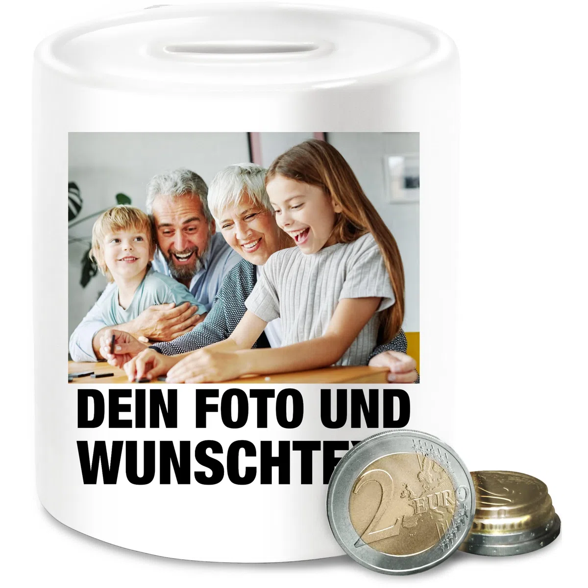 Spardose - Mit Foto I Eigenem Bild I Text I Name I Wunschtext - Unisize - Weiß - trinkgeldkasse für friseure Foto-spardose selbst drucken Photo sparbüchse fotospardose spendenbox individuell