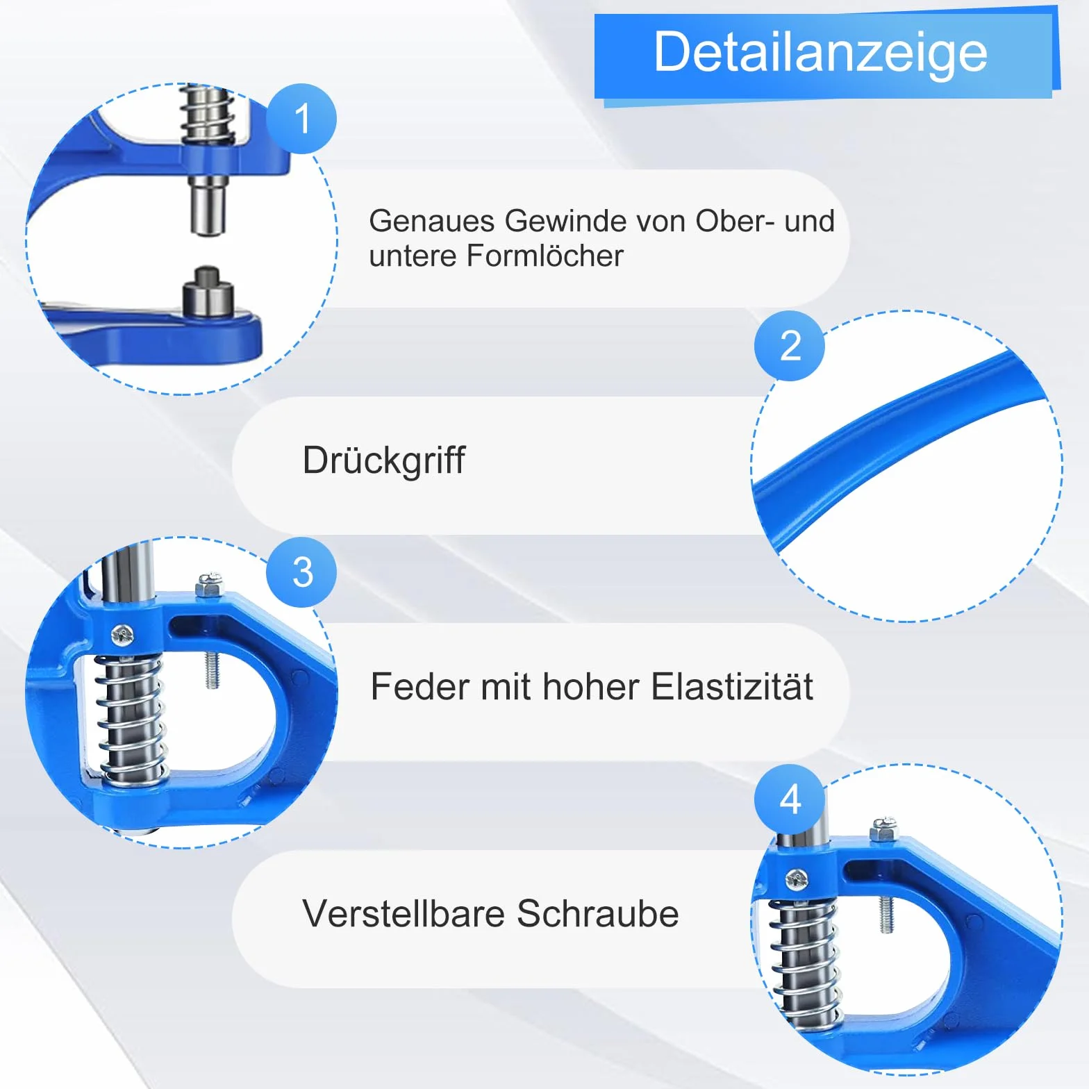 Topsky Multifunktionales Ösenpresse Handpresse Set mit Hammer: 3 Stempelsätze und 1500 Ösen (6/10/12 mm) inklusive – Perfekt für Ösen, Druckknöpfe und mehr – Ihre All-in-One Werkzeuglösung