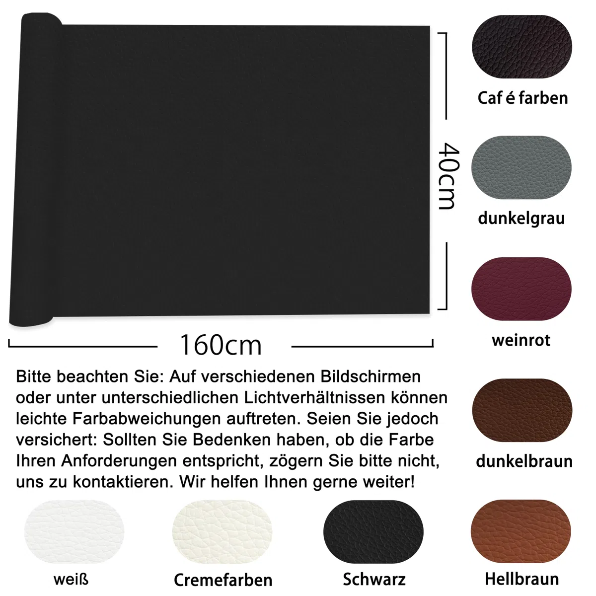 Leder Reparatur Set,40x160 cm kunstleder selbstklebend, Kunstleder Reparaturset Flicken für Möbel, Sofas, Autositze, Sofas, Jacken,Schwarz
