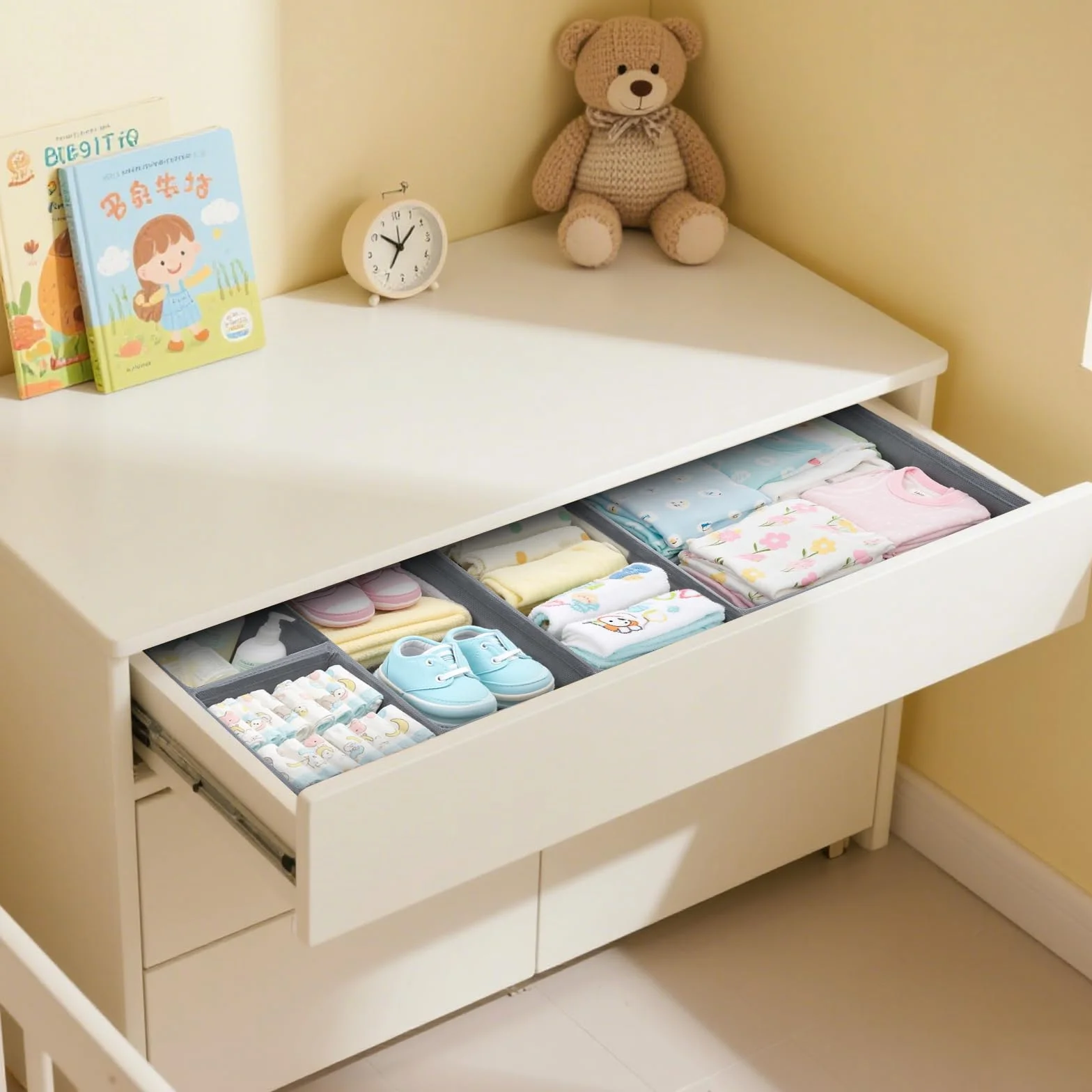 12 er Schubladen Organizer, Schrank Organizer Kleiderschrank Wickeltisch Organizer, Faltbare Malm Küchen Haus und Küche Aufbewahrungsboxen (Grau)
