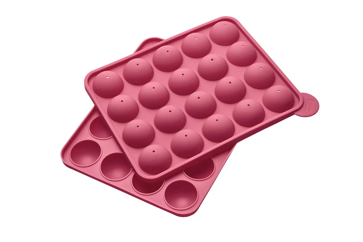 Lurch 83027 FlexiForm Cake Pops 20fach / Backform für 20 Cake Pops in Kugelform (ø 3,6 cm) aus 100% BPA-freiem Platin Silikon, Cotton Candy, 20.3 x 24 x 4.5 cm