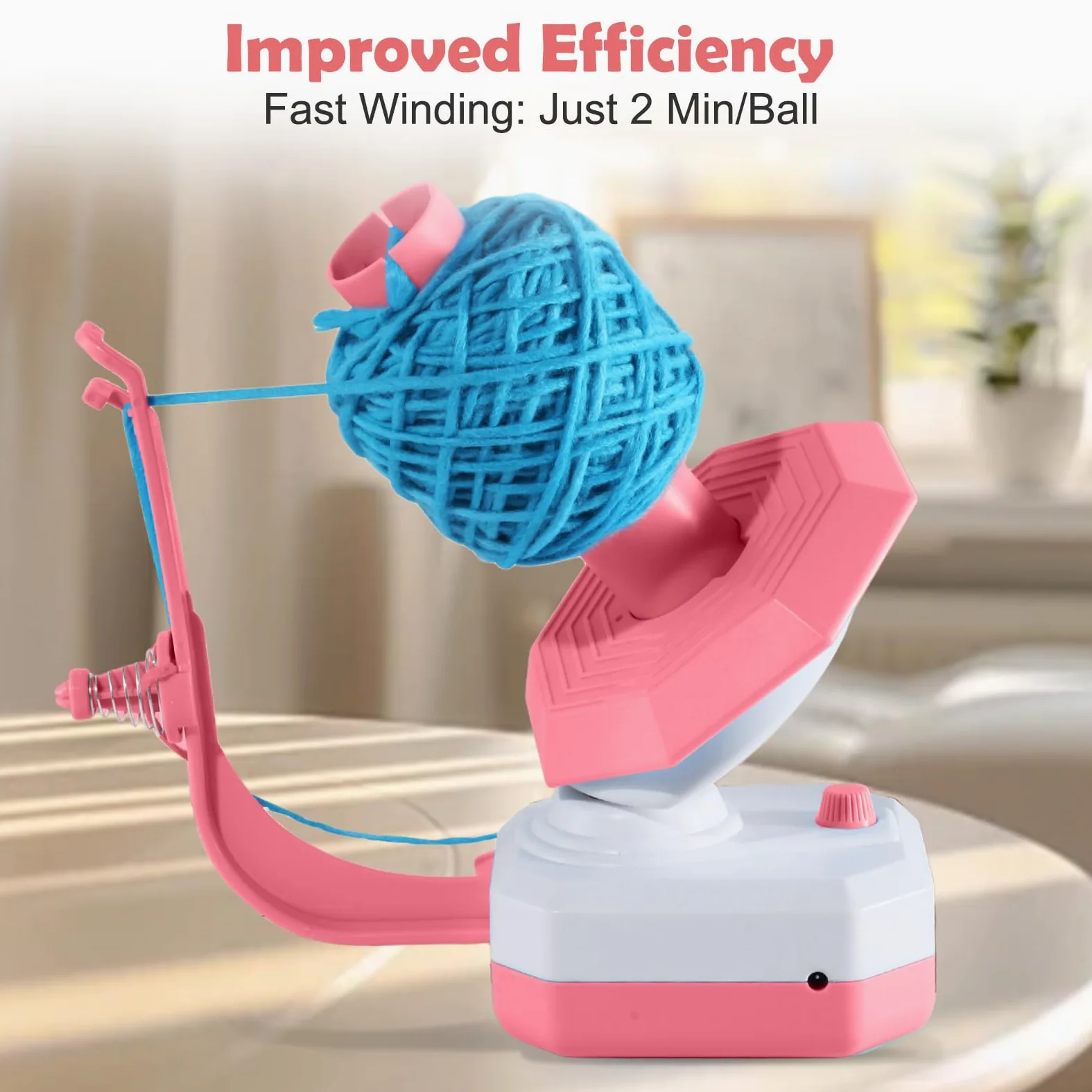 Wollwickler Elektrisch - Automatisch Yarn Winder, Wollabwickler, Kugelwickler, Garnwickler für Häkeln mit Stufenloser Geschwindigkeit, Idealer Helfer für Strickliebhaber (Rosa)