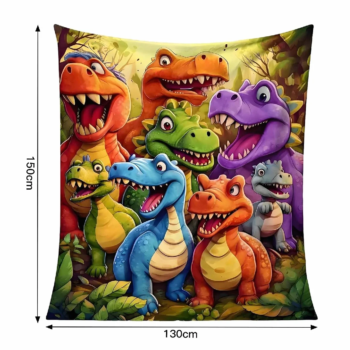 Dinosaurier-Decke 150x130 cm, superweiche Kuscheldecke für Kinder Jungen Mädchen, Fleece-Dino-Decke für Kinder, große gemütliche Tagesdecke als Geschenk für Bett, Couch, Sofa