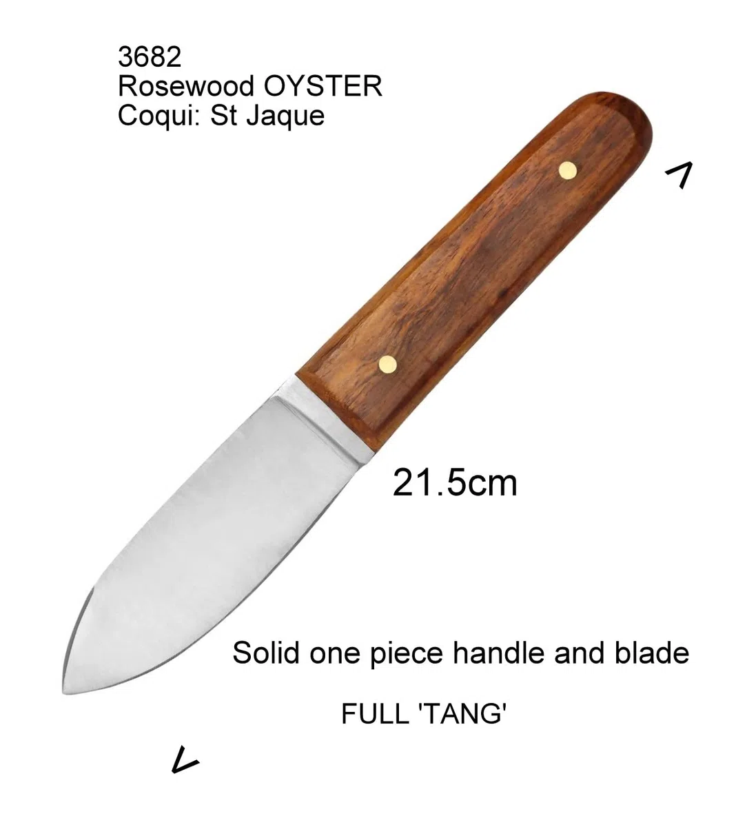 laguiole artisan St Jack Couteau à Huître Coq 10.5 H/D - Lancette à Huitre Palissandre avec Full Tang - Austernmesser aus Palisanderholz