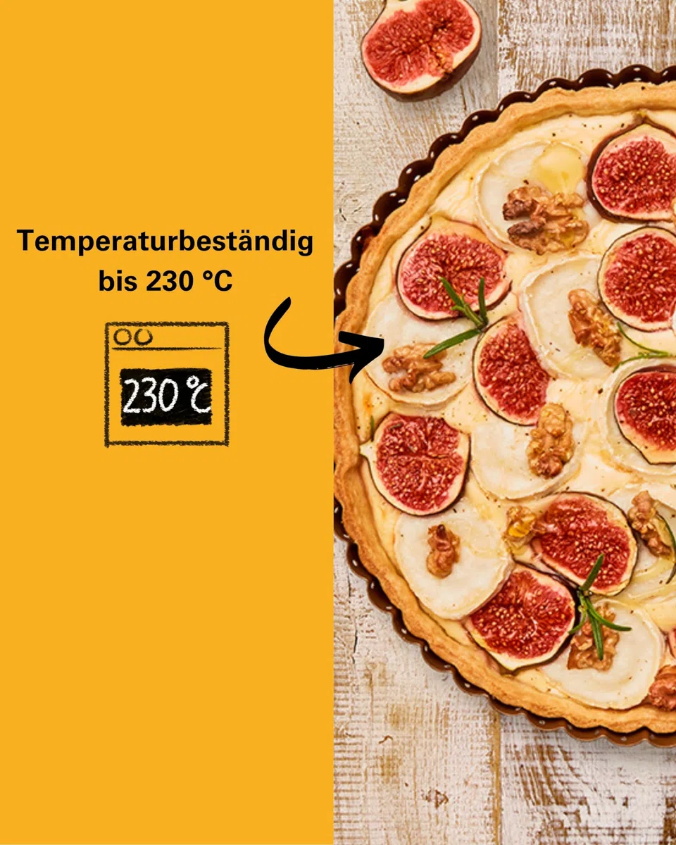 Birkmann Tarteform mit Hebeboden, perforierte Quicheform & Pizzaform für knusprigen Boden, runde Backform aus Karbonstahl mit Antihaftbeschichtung, Wellenrand, Höhe 3 cm, Bronzefarben | Ø 30 cm
