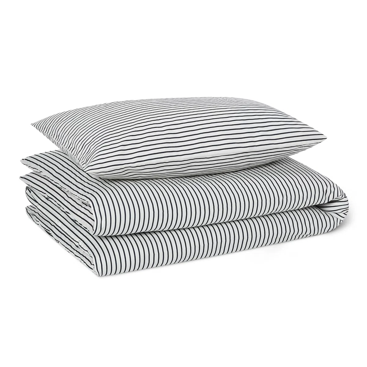 Amazon Basics Kinderbettwäsche 100x135 2teilig 100% Bio Baumwolle Wendbar, Bettdeckenbezug 100x135 cm & Kissenbezug 40x60 cm, für Baby, Marineblau Gestreift