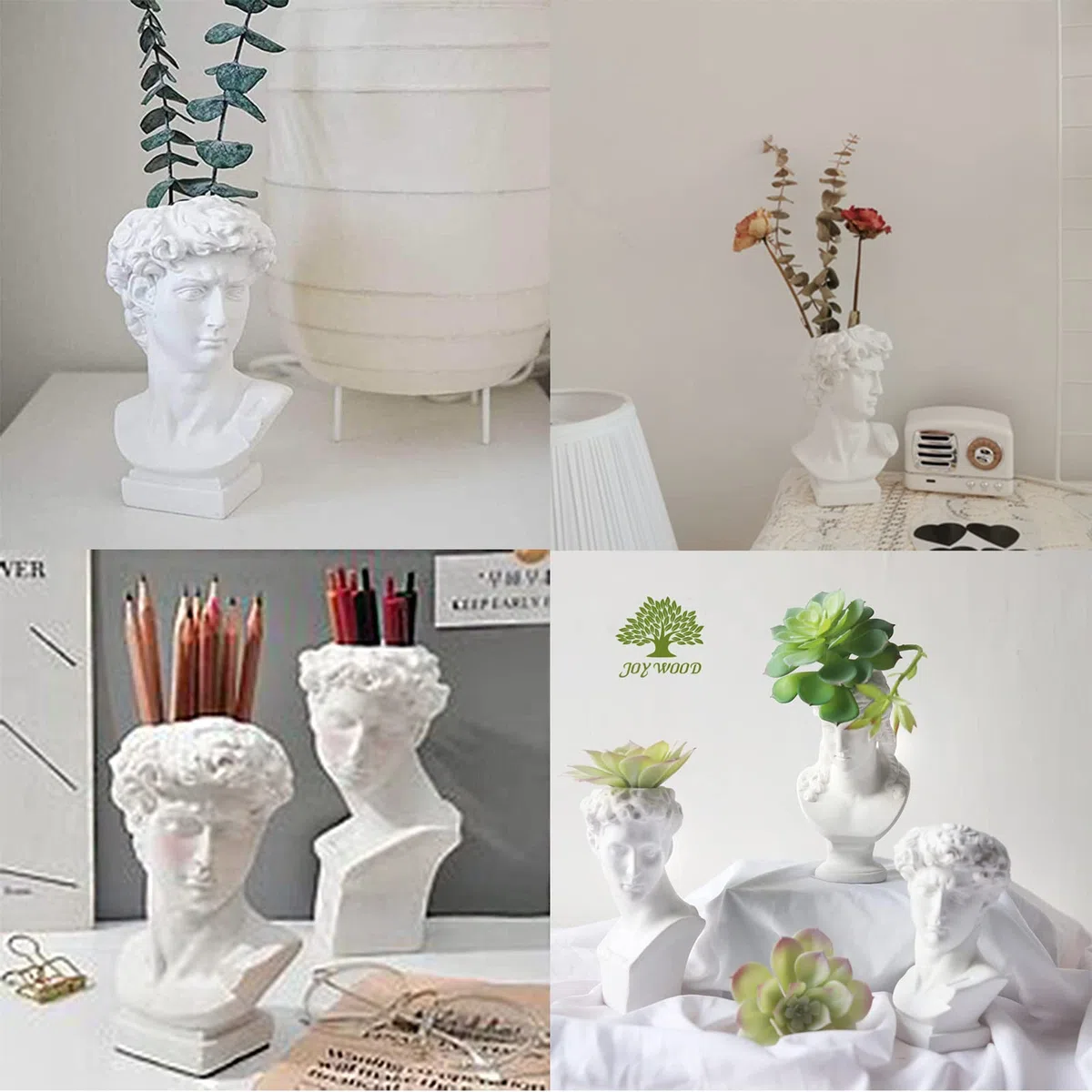 David Statue Blumenvase, David Kopf Büste Skulptur Pflanzer, Harz Kunst Handwerk Skulptur Desktop Schmuck Schmuckhalter Indoor Outdoor Sukkulenten Skizze Praxis Geschenk