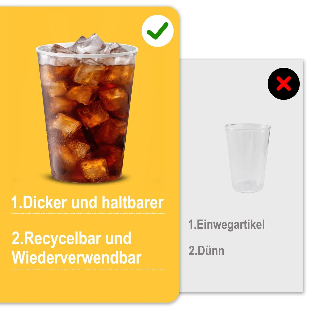 Herboom 50Stück Plastikbecher, Wiederverwendbare 360ml Mattierte Plastikbecher, Partybecher Set für Getränkepartys, Geburtstag, Hochzeit, Weihnachten