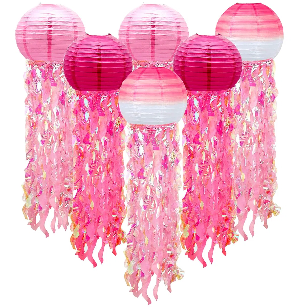 Papierlaterne Laterne Deko,6 Stück Quallen Papierlaternen Ozean Lampions Lampenschirm Meerjungfrau Geburtstag Deko,Ozean Thema Party Lieferungen für Kinder Thema Party (Brillante)