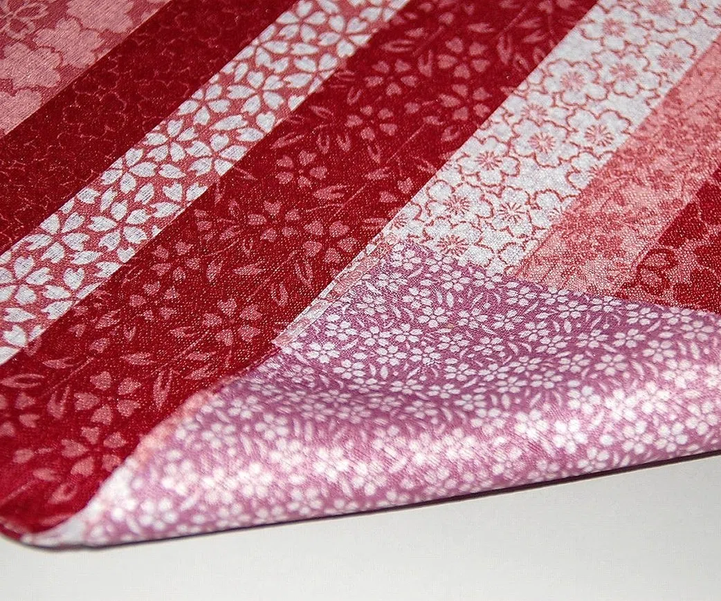 FUROSHIKI- Japanese Traditional Wrapping Cloth (Kyoto-stripe: Red/Purple) by Yu-soku