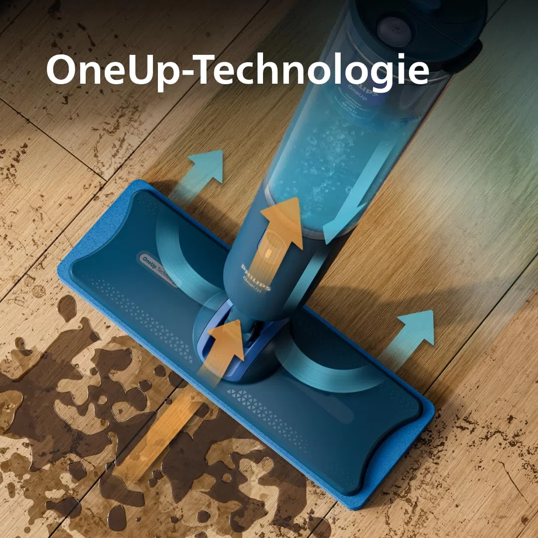 Philips OneUp Original Reinigungspad Einzelpack – Für empfindliche Hartböden, saugt Schmutzwasser auf, gibt Frischwasser ab, 50 % schnellere Trocknung, waschbar, bis zu 6 Monate nutzbar (XV1882/10)