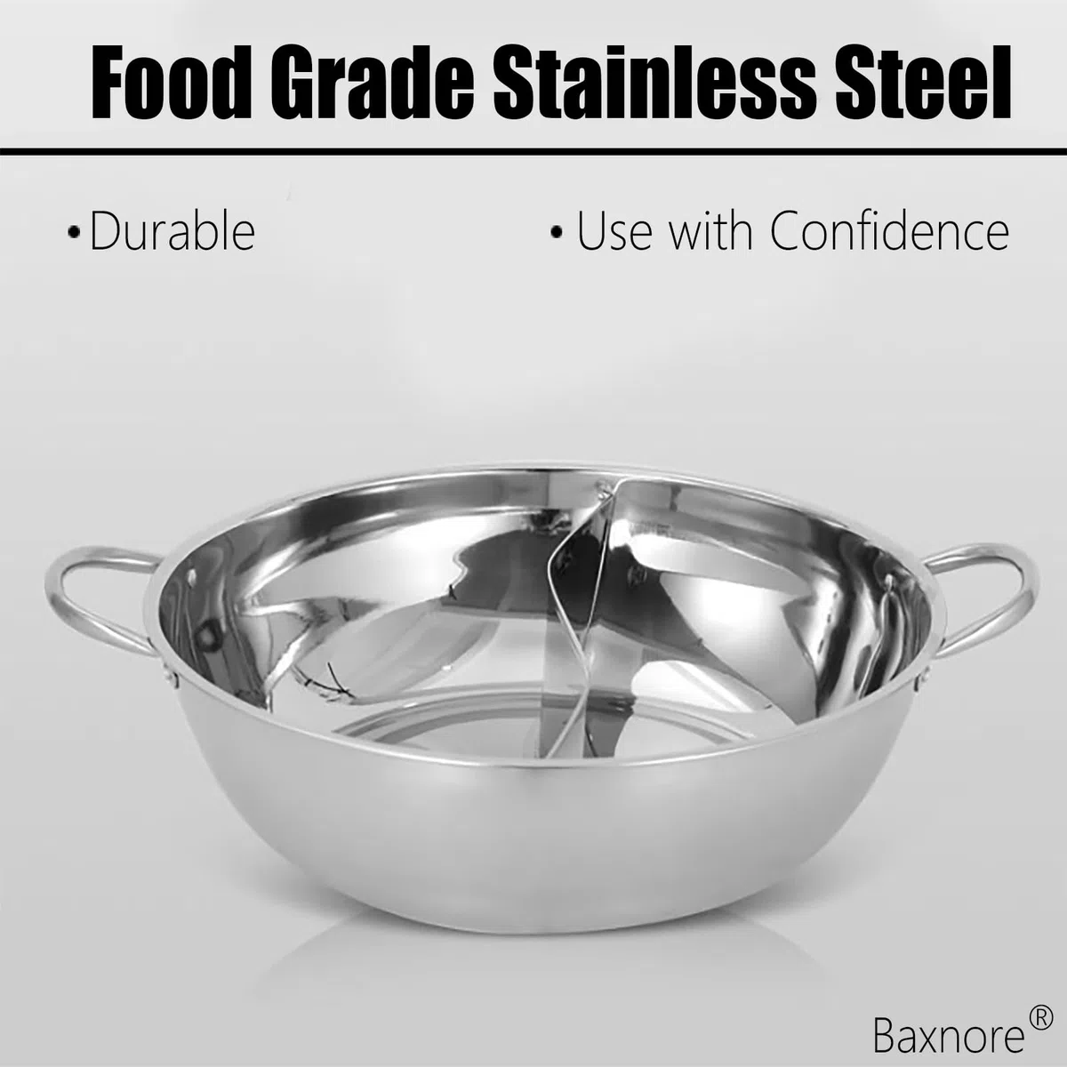 Dual-Flavor Stainless Steel Chinese Hot Pot, Heat-Proof Handle, Easy to Clean, ichuan Doppelter Feuertopf für Induktions, Gas, Elektroherd & Ceranfeld