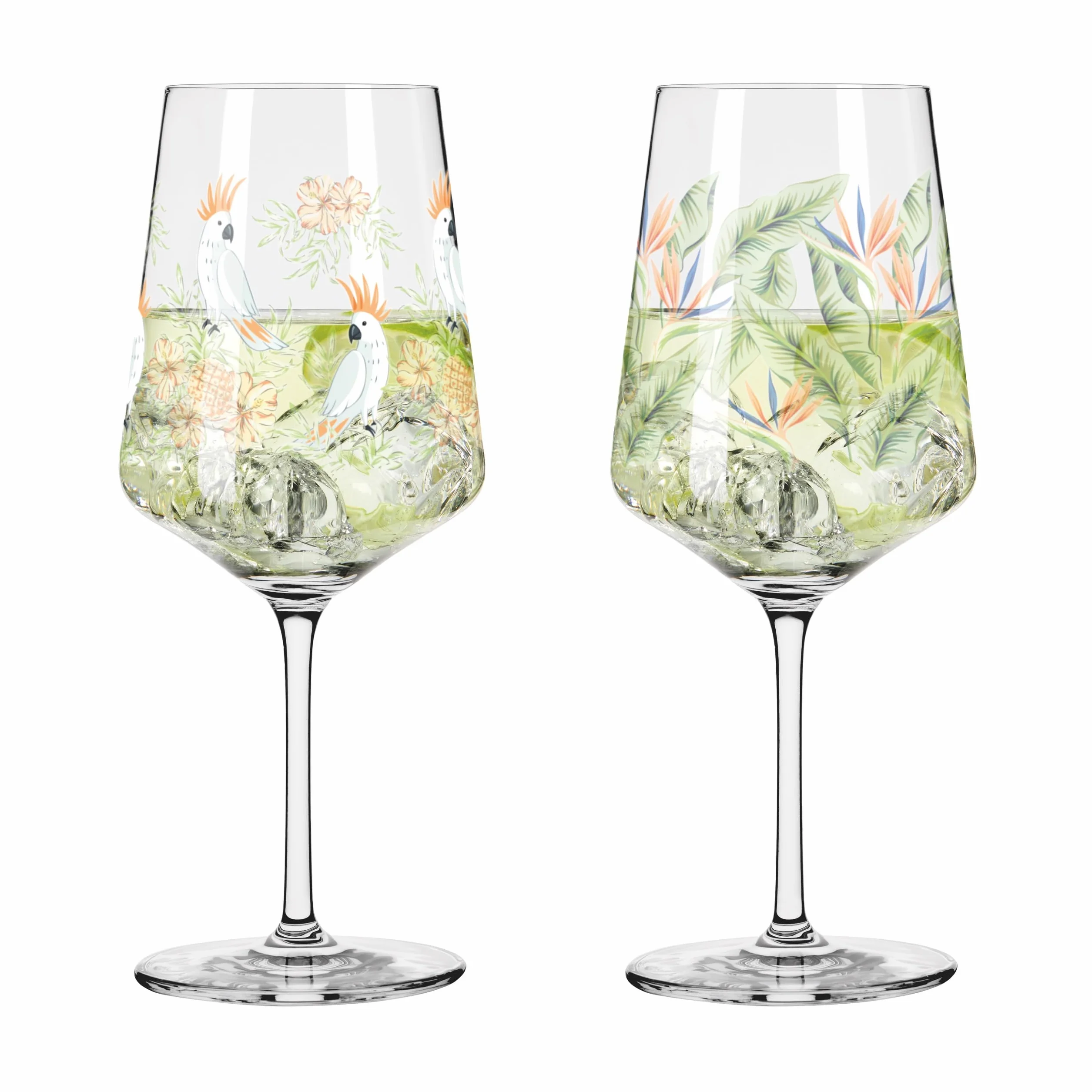 RITZENHOFF 6211001 Aperitif-Glas 2er-Set 500 ml - Serie Sommertau - floraler Stil, mehrfarbig - Made in Germany