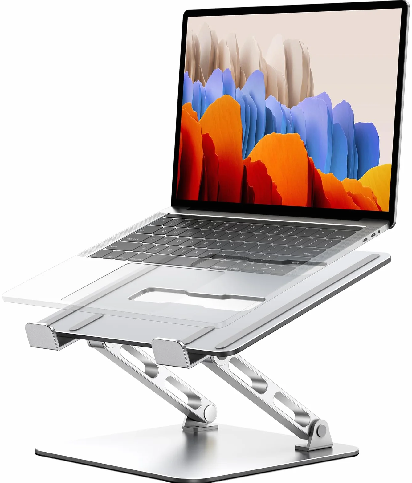 Babacom Laptop Ständer Höhenverstellbar & Belüftet mit Doppelstangen-Unterstützung, Laptoptisch Ergonomisch, Faltbar & Tragbarer Notebook Ständer Stehpulte kompatibel mit MacBook Air/Pro (10-16 Zoll)