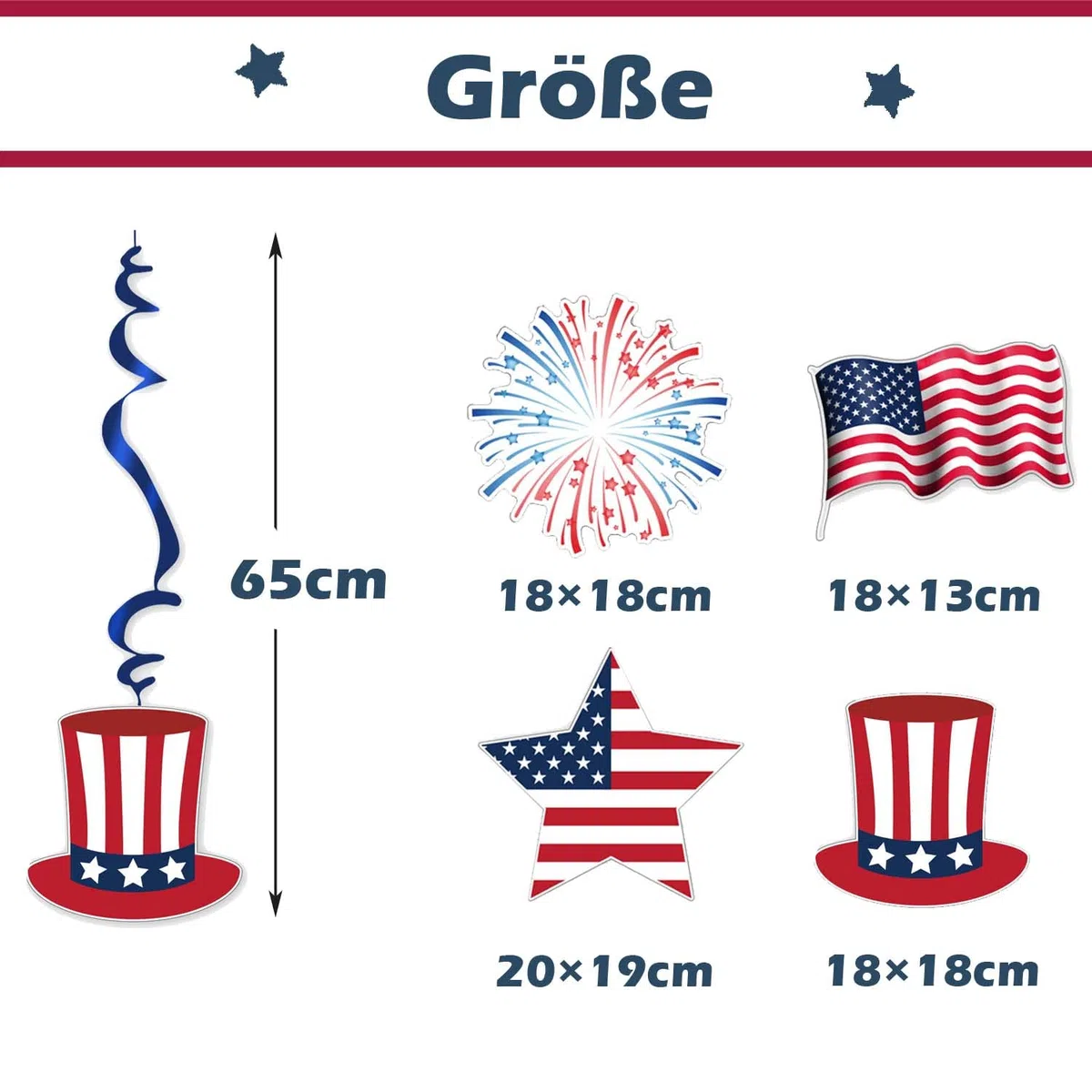 USA Deko Amerika Flagge 12 Stück Spiralen American Banner 4. Juli Tag Unabhängigkeitstag Amerikanische Deko Amerika Deko