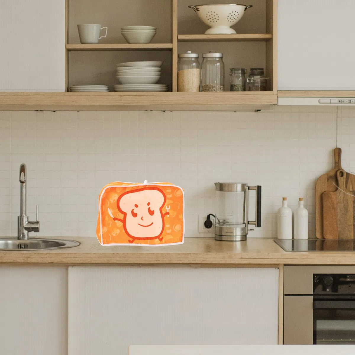 BESPORTBLE Toaster Schutzhülle mit Cartoon Lebensmittelmotiv Faltbare und Waschbare Abdeckhaube für Kleine Küchengeräte Schützt vor Schmutz und Spritzern Geeignet für Küche und Haushalt