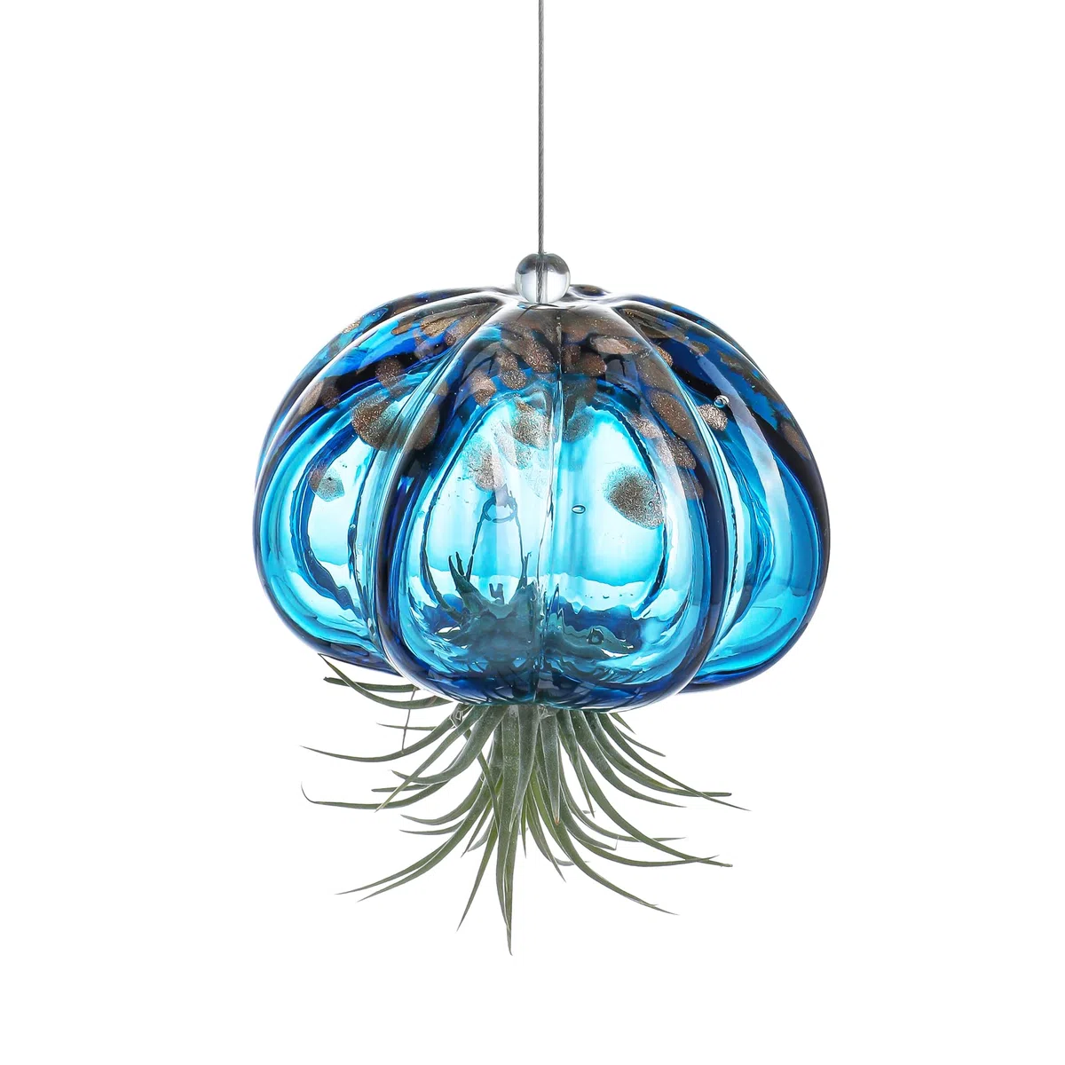 Luftpflanzentopf zum Aufhängen in Form einer geblasenen Qualle aus Glas, süßer blauer Quallen Luftpflanzenhalter, Geschenke für Frauenzimmer, Garten, Hochzeitsfeier Dekoration (ohne Pflanzen)