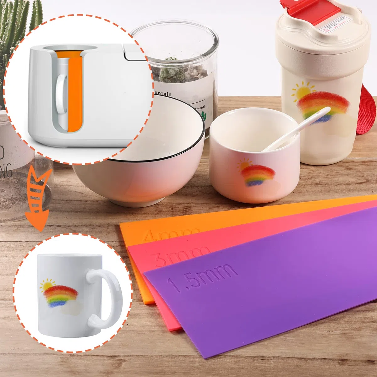 3 Stück Sublimation Silikonmanschette, Silikon Wraps Sublimation in 3 Dicken Kompatibel mit Cricut-Becherpresse, Sublimation Tassen Rohlinge effiziente Wärmeleitung (Bunt)