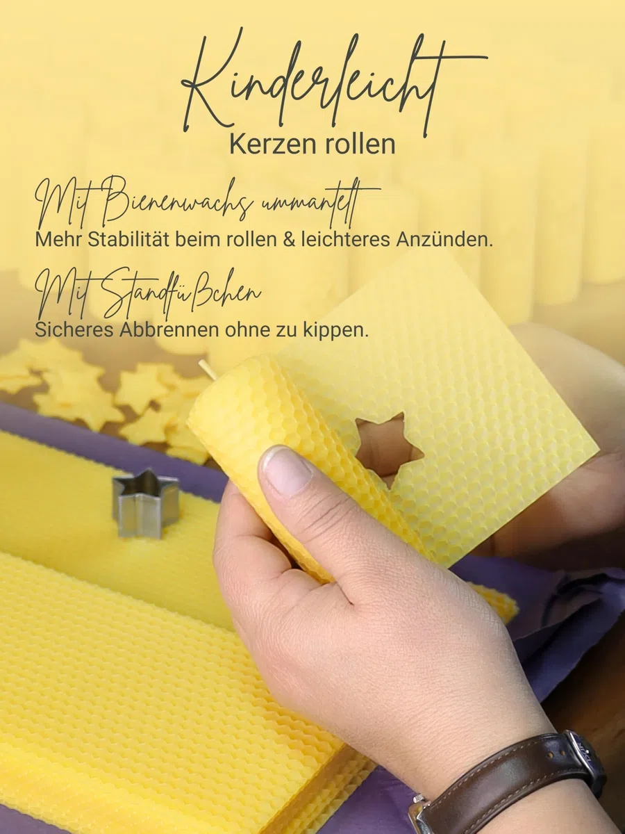 Bienenwachs-Docht aus Hanf – 100 Paraffinfreie Kerzendochte gewachst, Flachdocht 10 cm+1 lang, 3 mm breit, für Kerzen von 4-7,5 cm Duchmesser, mit Dochthalter & Klebepunkten, Kerzen selber Machen