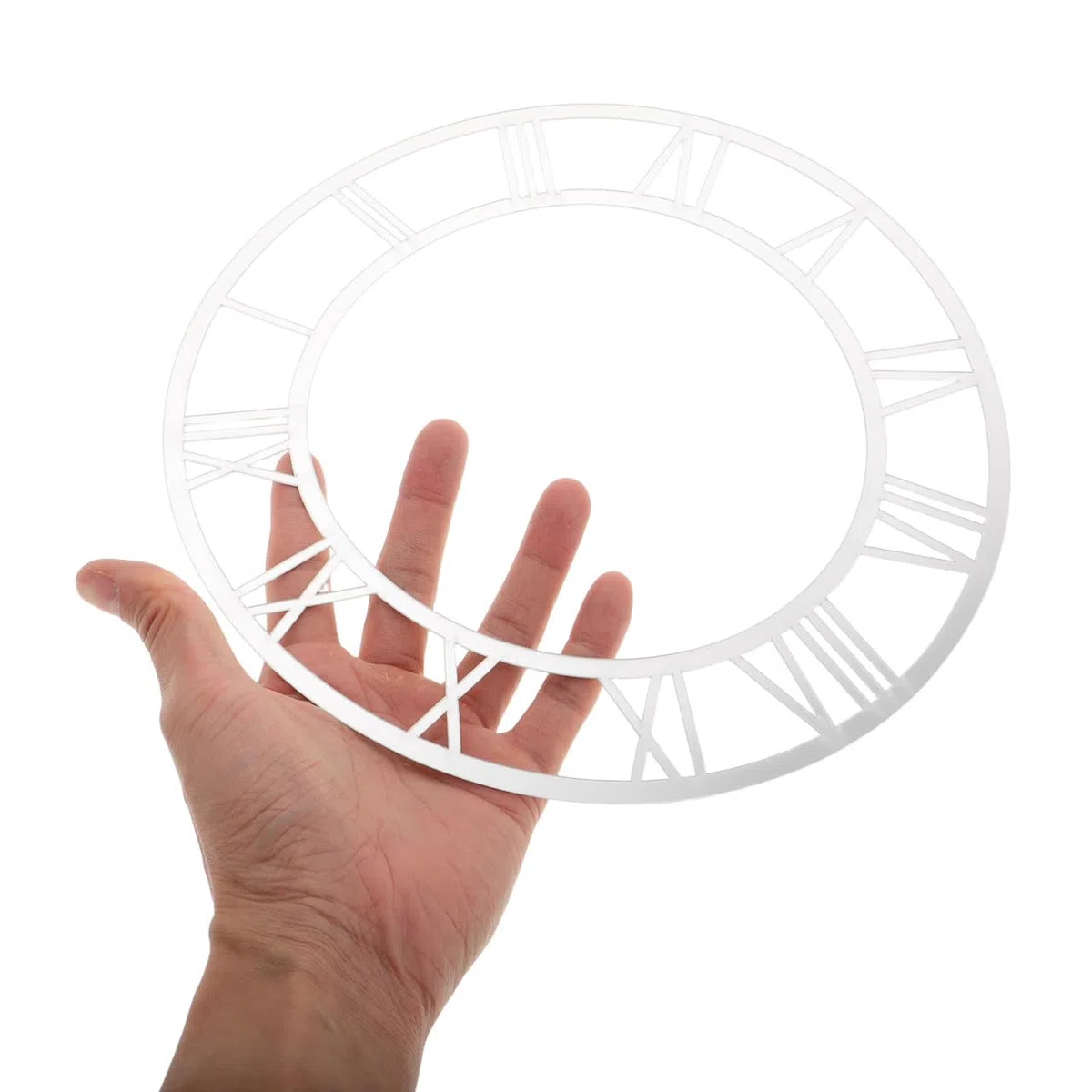 VALICLUD Acryl Wanduhr Ziffernblatt Rund 10 Zoll Silber RöMische Ziffern DIY Wanduhr Aufkleber FüR Wohnzimmer Hotel Eingang Dekoration