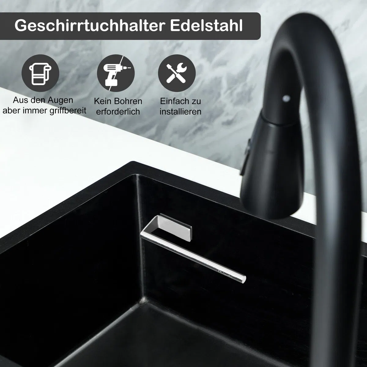 Spültuchhalter für Spülbecken, Organizer Küche, Kitchen Organizer und Aufbewahrung, Geschirrtuchhalter für Spüllappen, Spültuchhalter Edelstahl, Spülbecken Organizer (Silber, Magnetisch)