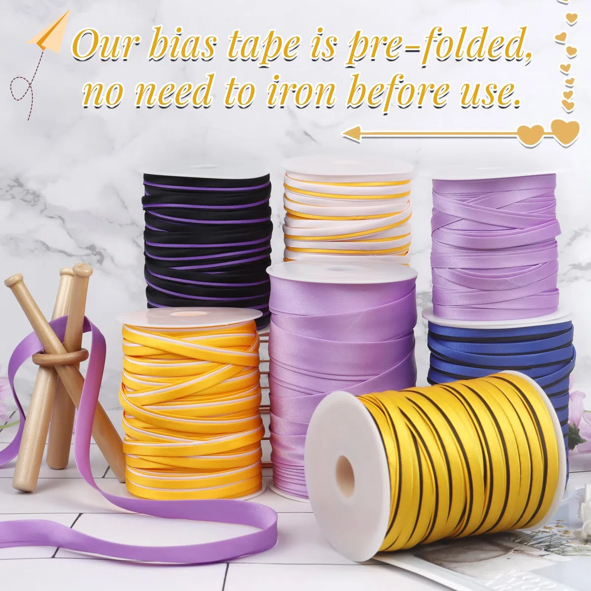 Schrägband 25mm x 50m, Einfassband zum Nähen Doppelt Gefaltetes Stoffband aus Polyester Hemming Tape Satin, Nahtband zum Nähen Basteln Dekorationen DIY Handwerk (Schwarz)
