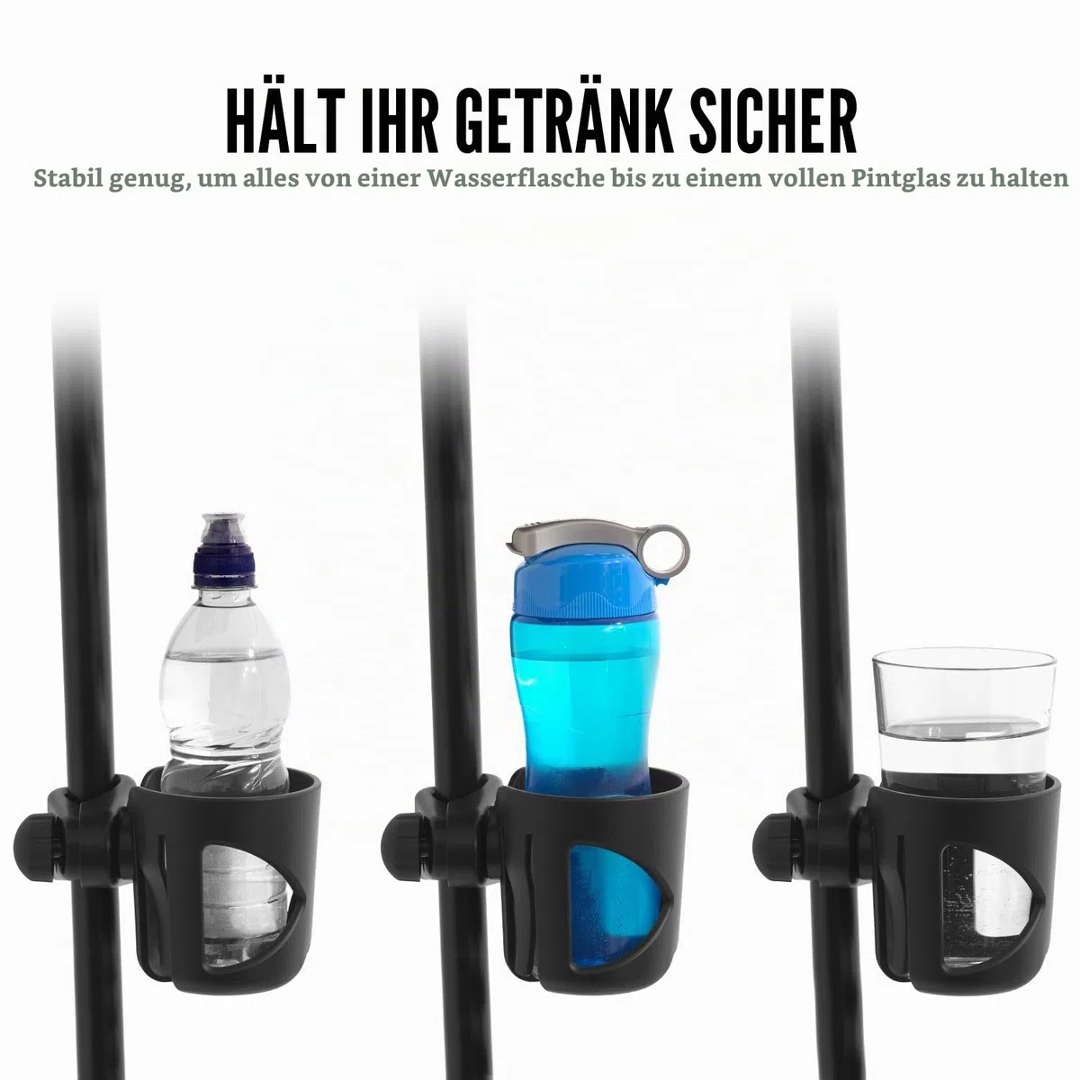 TIGER MSA79-BK Getränkehalter zum Anklemmen für Notenständer, Mikrofonständer und Trommelständer, Getränkehalter für Sänger, Schlagzeuger, Gitarristen und Bassisten