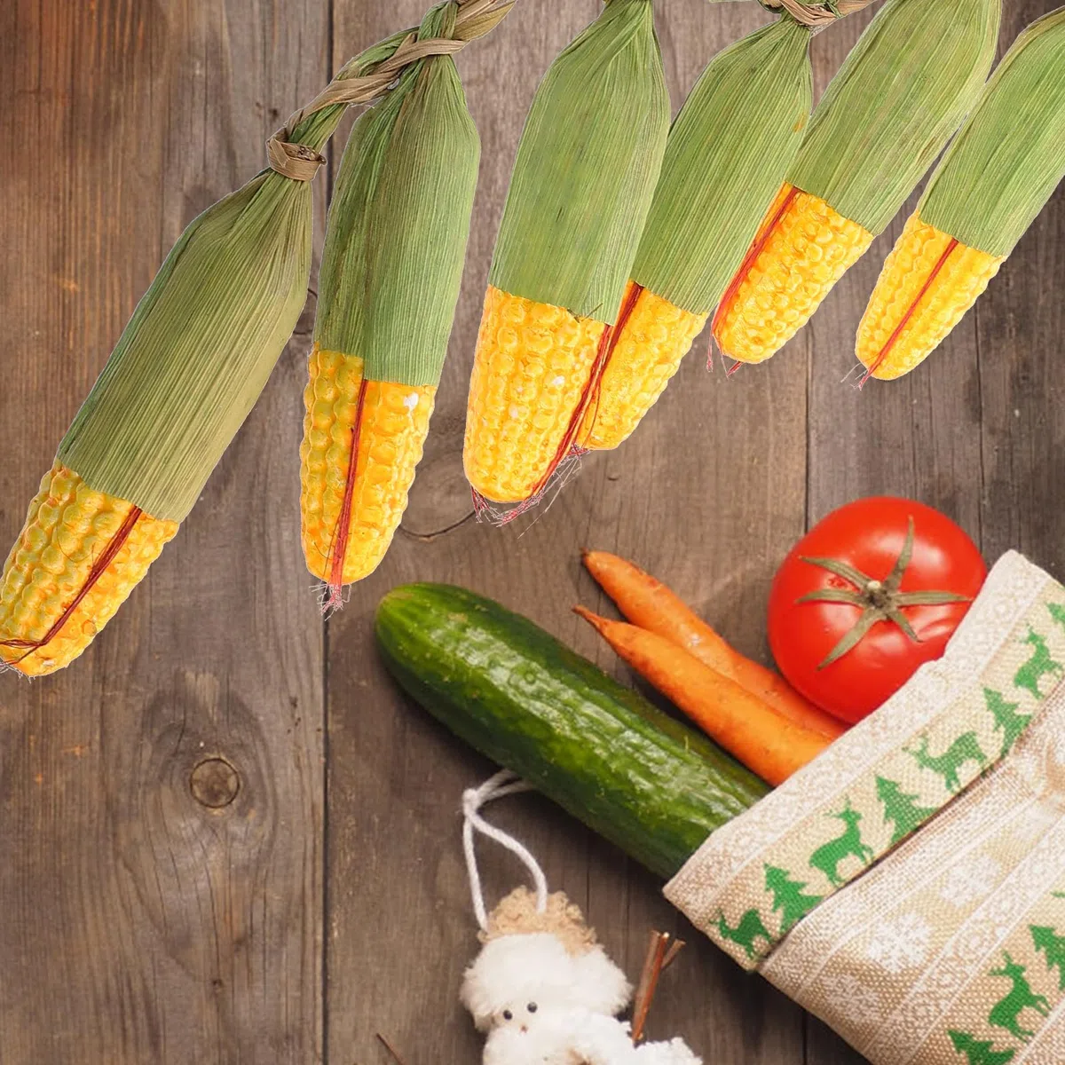 Hängeornamente Realistische Künstliche Mais Deko 2 Stück Maiskolben aus Kunststoff als Foto Requisiten und Gartengemüsedekorationen für Home Accessories