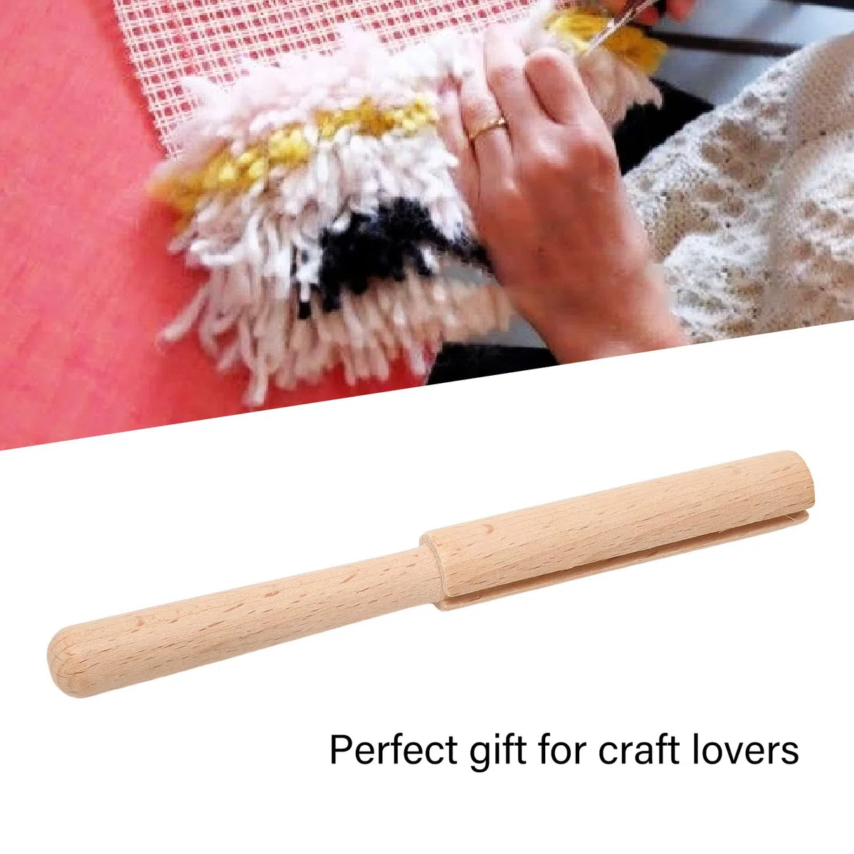 Holz-Garnschneider-Werkzeug, Einfach zu Schneidendes, Gebogenes Knüpfhaken-Werkzeug für Stickerei-DIY-Bastelarbeiten
