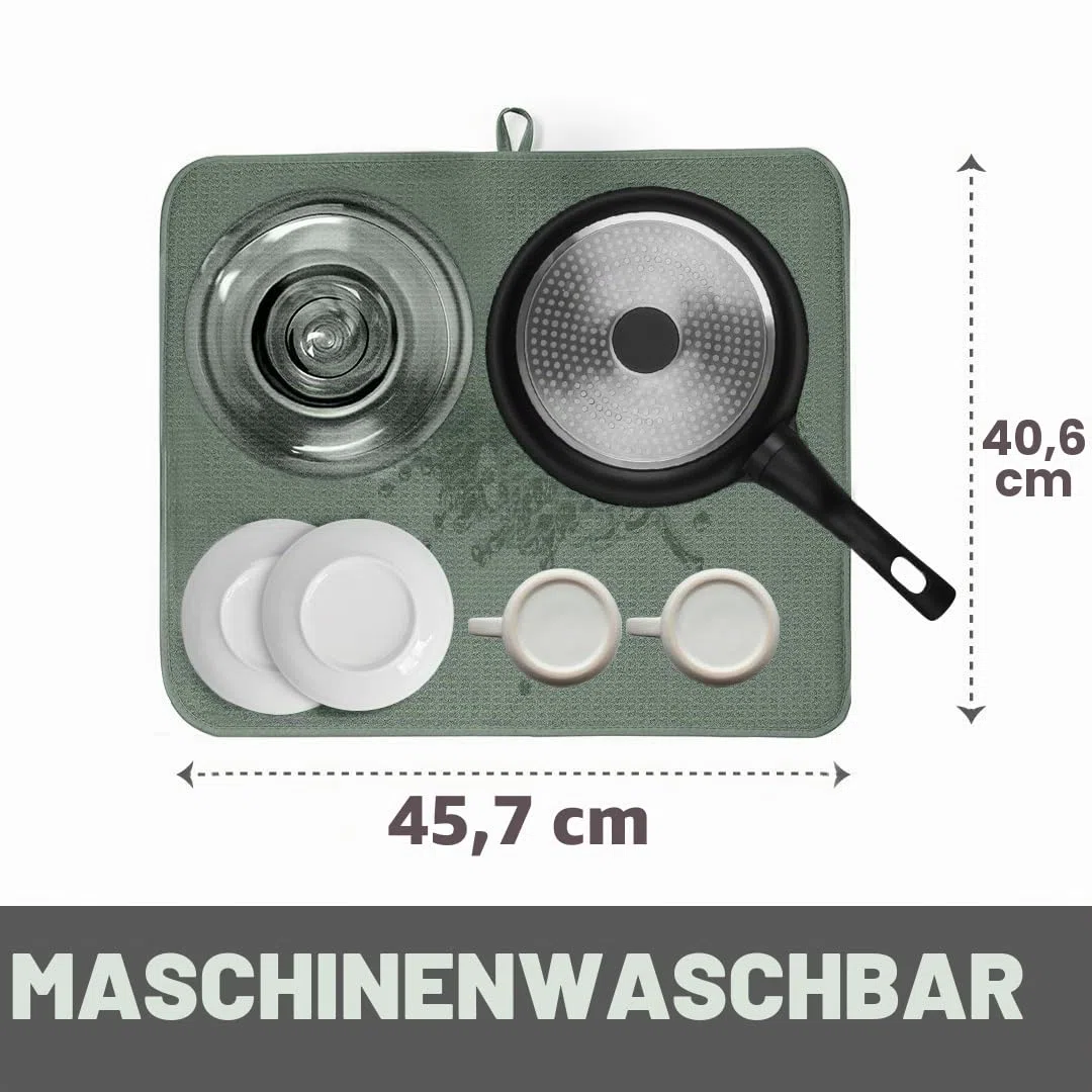Bellemain XXL Geschirrmatte, Mikrofaser, super saugfähig (grün, 40,6 x 45,7 cm)