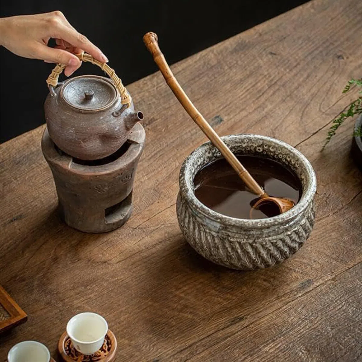 Japanische Wasserkelle, Bambus-Wasserschaufel, Teezeremonie Schöpfkelle, langer Stiel, Bewässerungsschaufel, Holzkelle, für Garten, Zuhause, Badezimmer, Teezeremonie